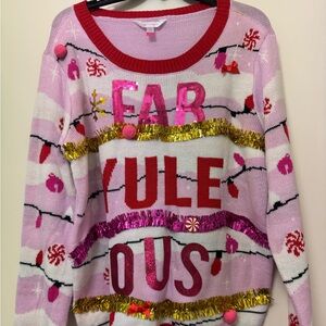 🎄 No Boundaries “Fab Yule-ous” Sequin Ugly Christmas Sweater 🎁